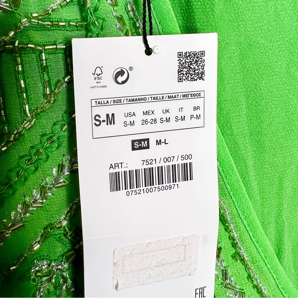 Zara Beaded Tunic Dress  Green Size Small-Medium - Picture 15 of 16